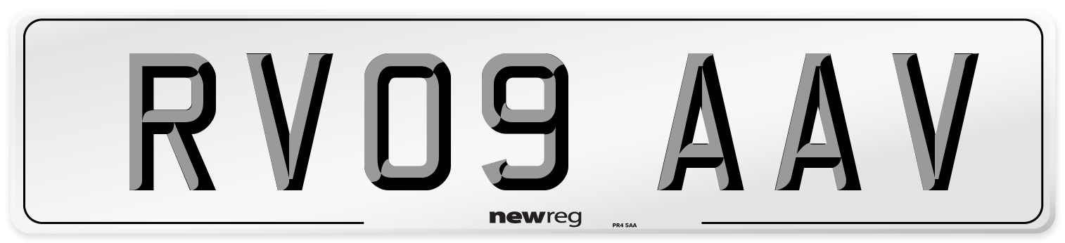 RV09 AAV Number Plate from New Reg